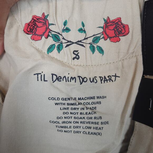 Saint Morta Men's Index Distressed Biker Jeans Sz 38x33 Moto Ripped Beige NWT - Picture 7 of 14